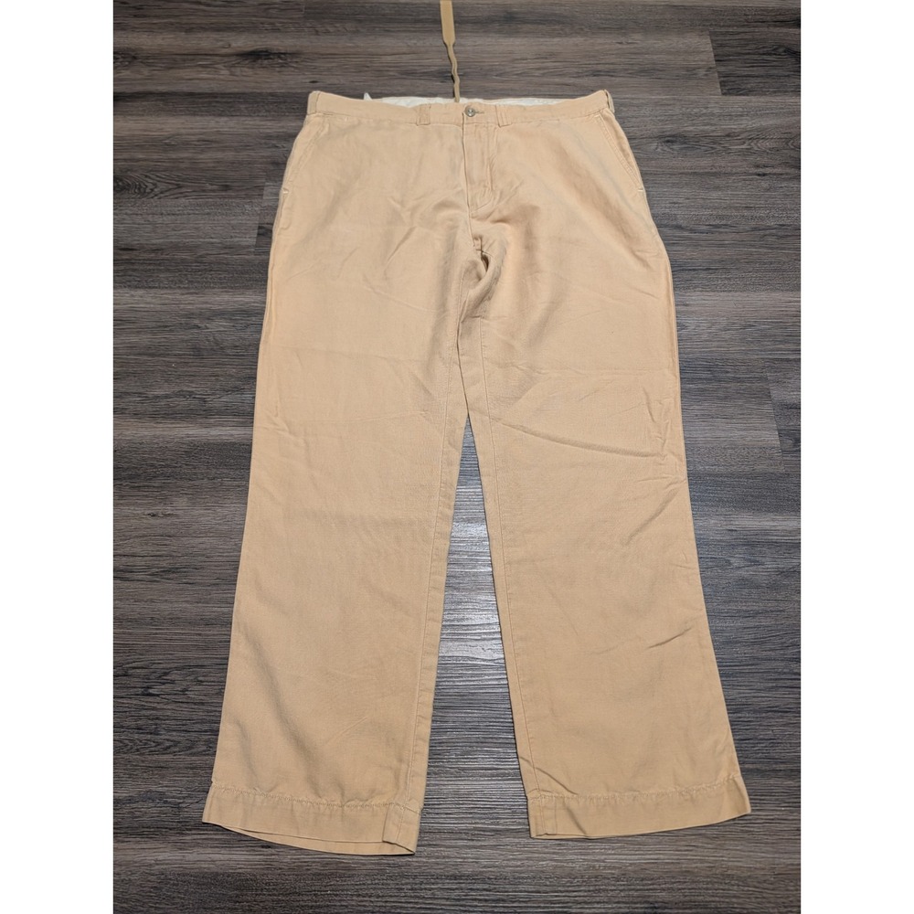 Ralph Lauren & Co Mens 36x30 Linen Cotton Canvas Pants Tan Nautical Tailoring